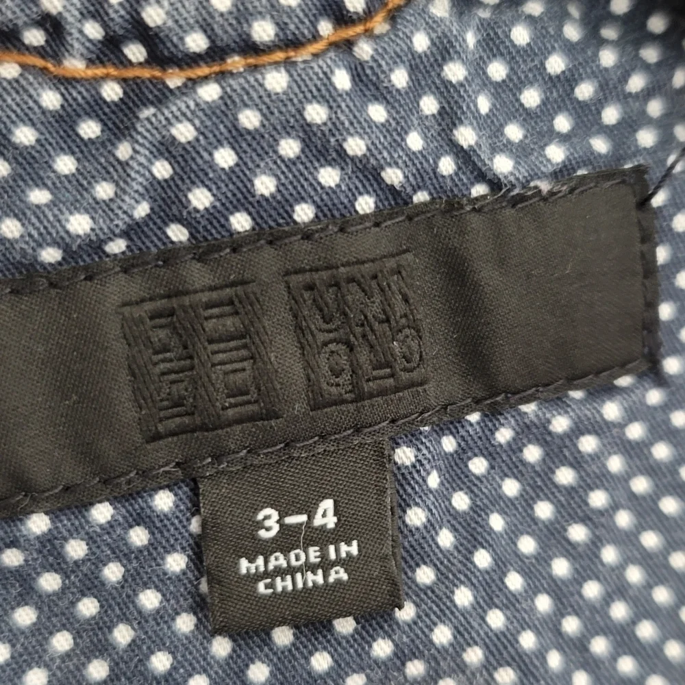 Uniqlo Girls 3/4 Blue Denim 100% Cotton Overall Pinafore Dress